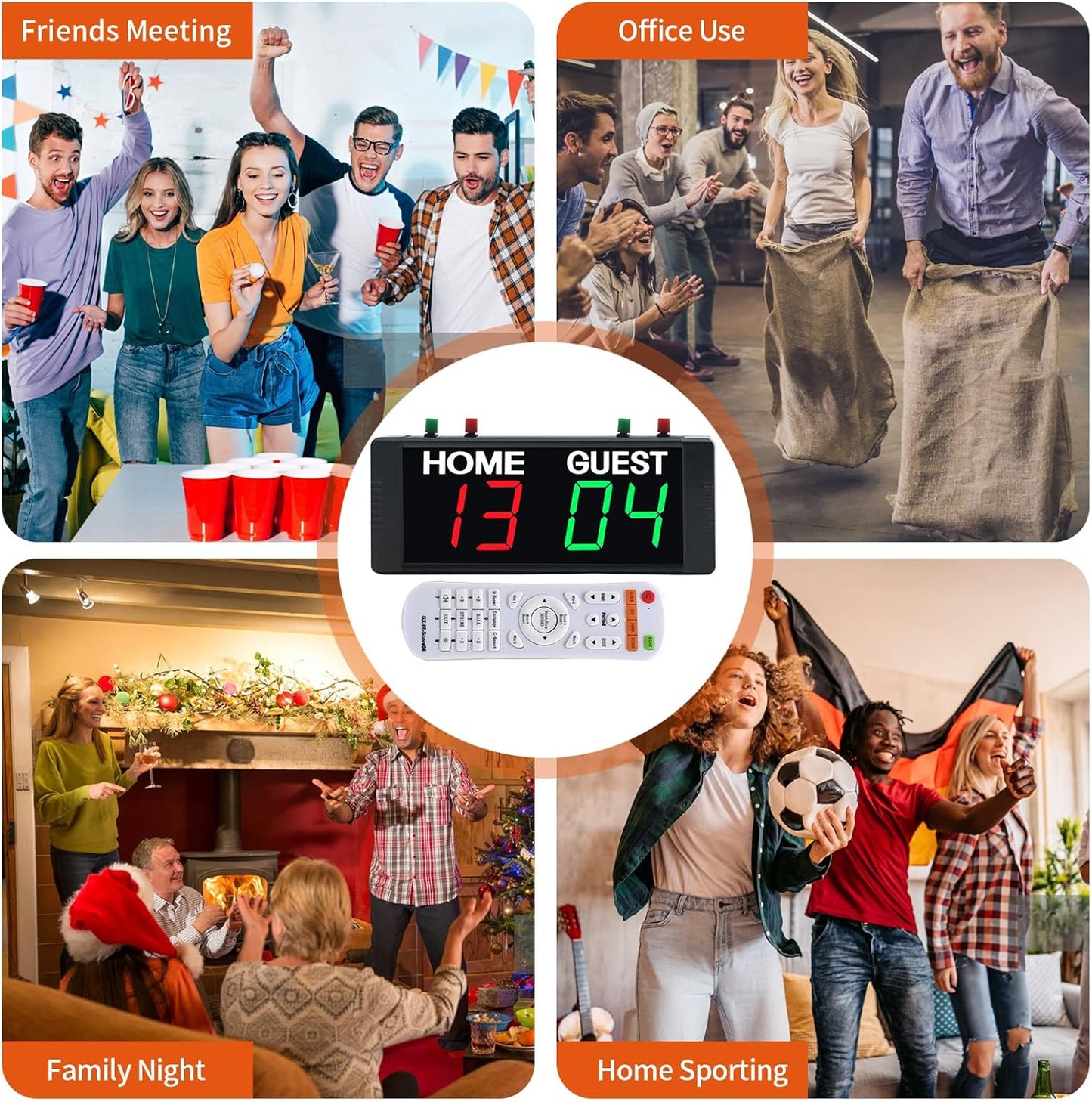 YZ Battery Powered Scoreboard Clock Timer with Buttons, Portable Digital Scoreboard with Remote, Electronic Scoreboard with Stand, Cornhole Score Keeper for Outdoor Yard Games/Shuffleboard/Pickleball