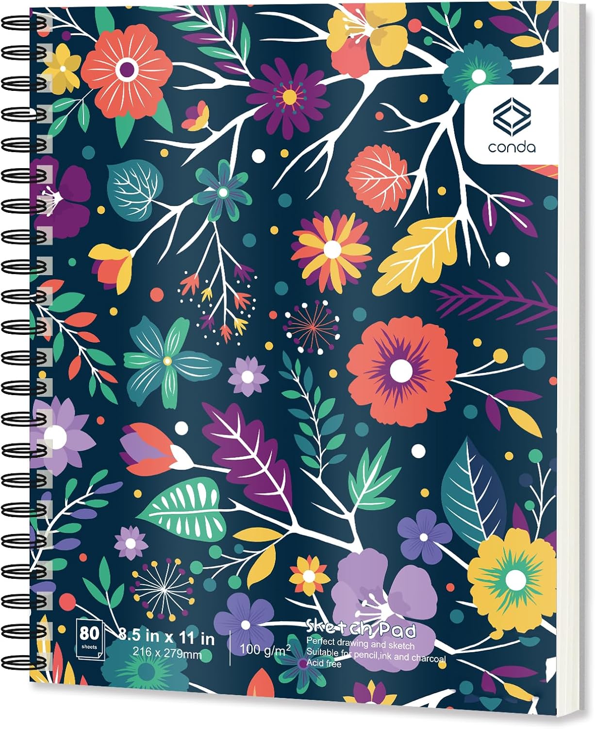 conda 8.5"x11" Sketch Book, 80 Sheets (68 lb/100gsm), Spiral Bound Artist Sketch Pad, Durable Acid Free Drawing Paper for Drawing Painting - Crafty Corner