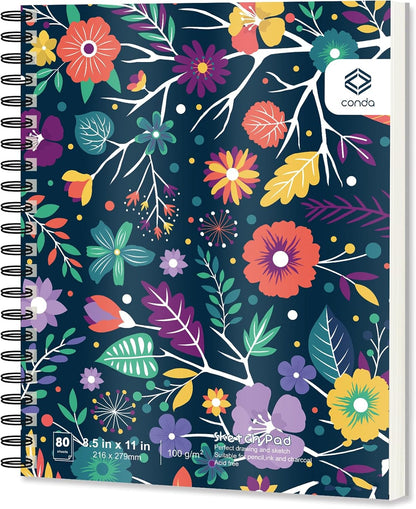 conda 8.5"x11" Sketch Book, 80 Sheets (68 lb/100gsm), Spiral Bound Artist Sketch Pad, Durable Acid Free Drawing Paper for Drawing Painting - Crafty Corner