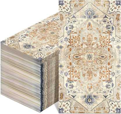 Yeaqee 100 Pcs Vintage Boho Napkins Paper Guest Towels 2 Ply Decoupage Napkins Disposable Decorative Hand Towel for Bathroom Kitchen Fall Wedding Party Dinner(Orange and Cyan)