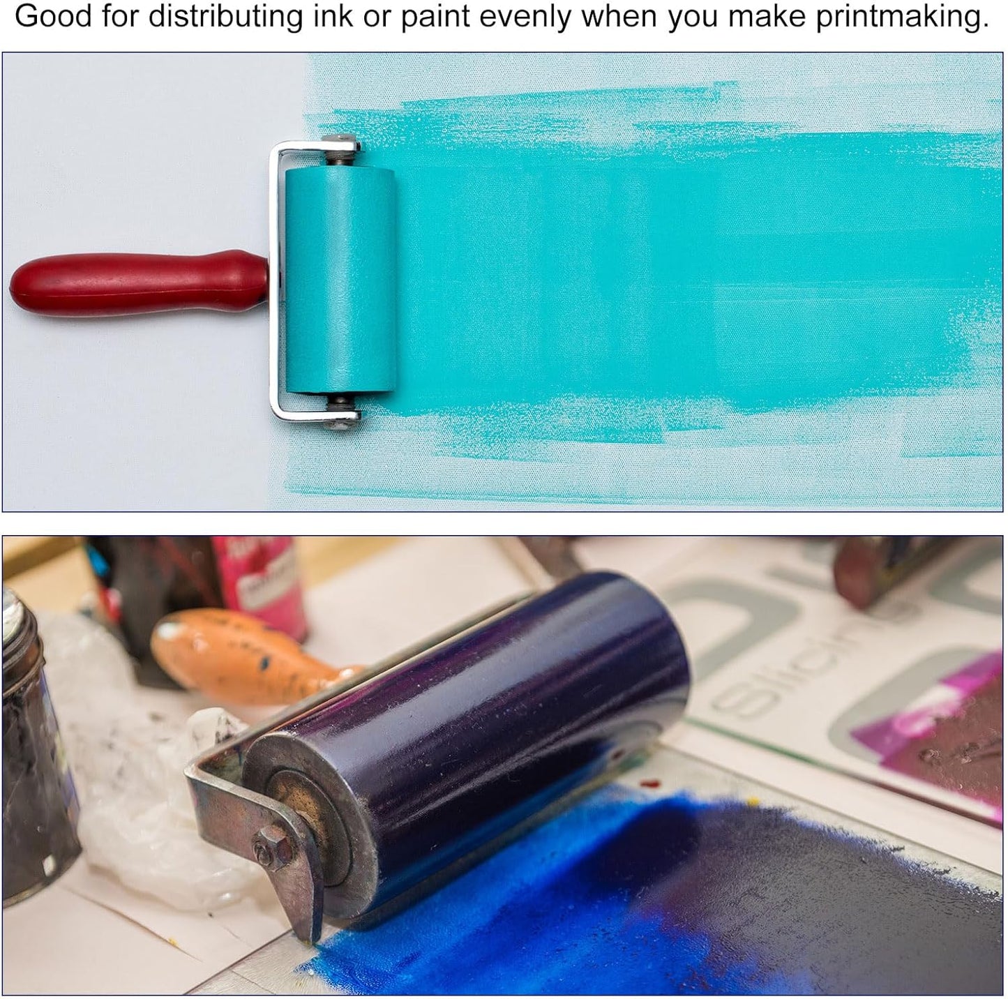 PATIKIL 4 Inch Acrylic Roller Brayer, Clay Rolling Pin Tools with Steel Handle for Wallpaper Printing Printmaking Ink Stamping Tape Construction