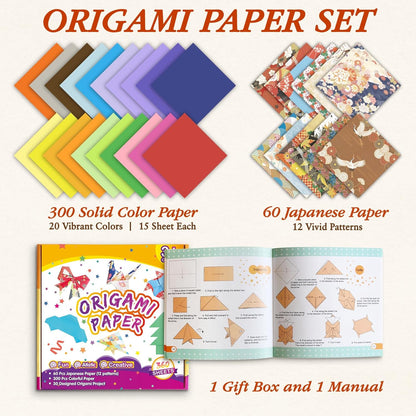 Pigipigi Kids Craft Origami Paper Kit for Kids Ages 5-8 8-12, with Guiding Book, 360 Sheets DIY Art and Crafts Supplies,Colorful Folding Papers Set Projects Gifts Activity for Boy Girl Toys(Japanese) - Crafty Corner