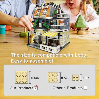 ENJBRICK Garden Hotel Assembly Square Building kit,Modular House Building Blocks Model Set for Teens and Adults.Collectible Display Toy Building Set 1284 PCS
