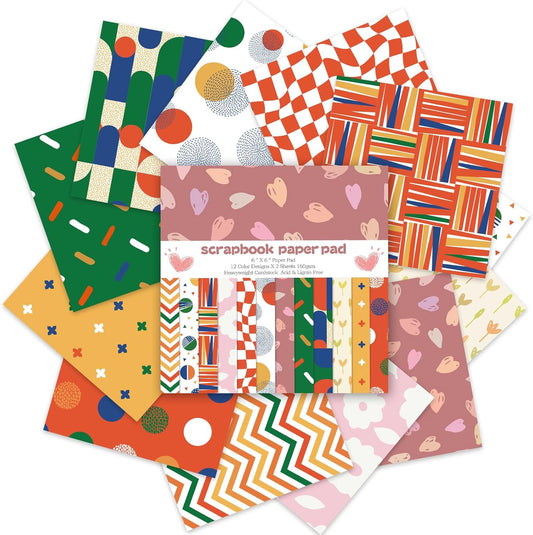 24 Sheets 12 Designs Scrapbook Paper Pad,6"×6” Single-Sided Decopodge Craft Cardstock Paper,Scrapbooking DIY Decorative Background Cardmaking Supplies.Sweet Love - Crafty Corner