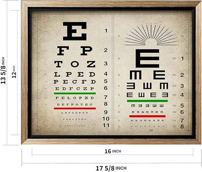 Poster Master Vintage Eye Chart Canvas - Retro Vision Test Print - Medical Art - Gift for Men, Women & Doctor - Optical Wall Decor for Office, Hospital or Clinic - 12x16 Silver Framed Canvas