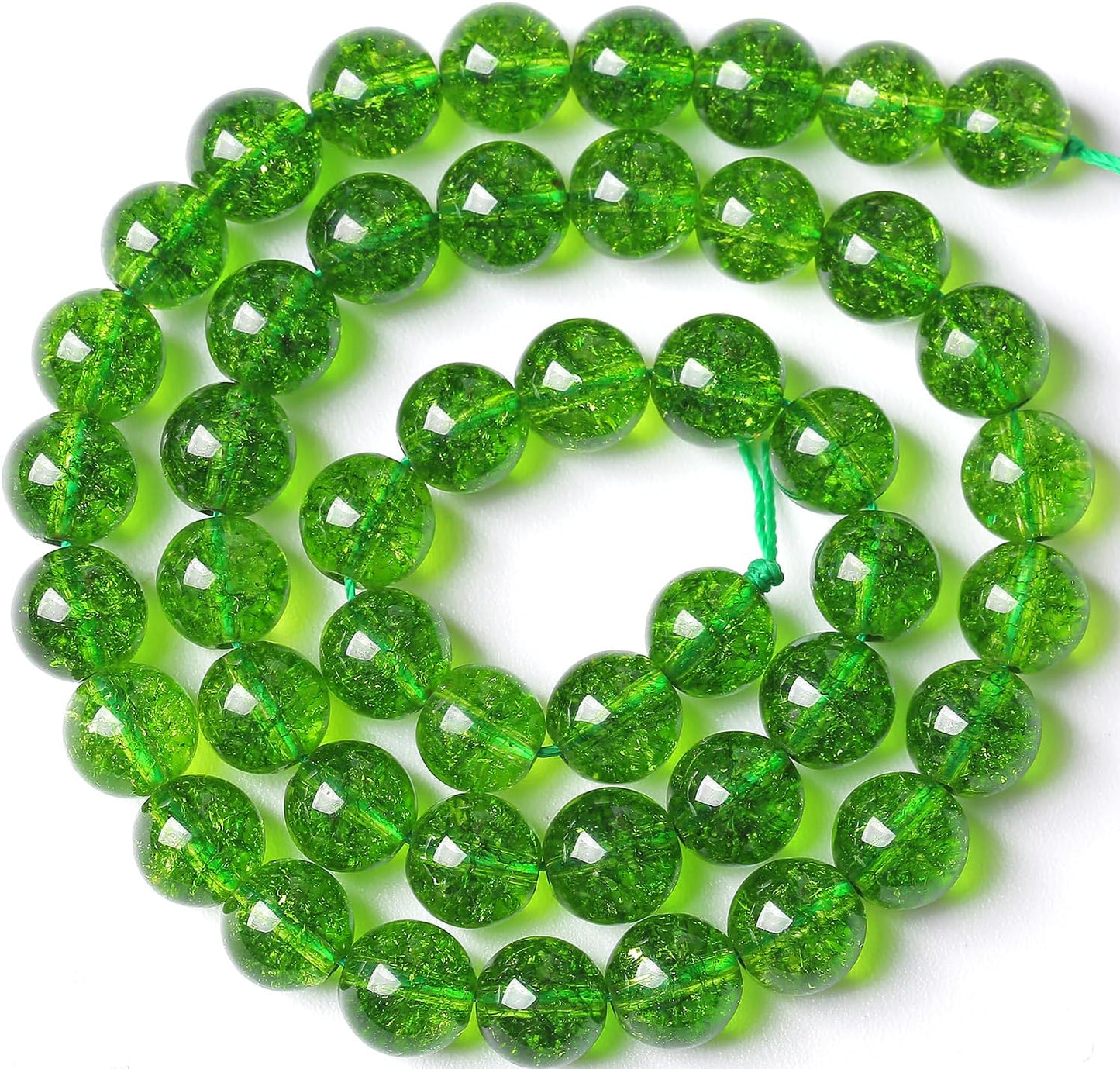 4MM Green Peridot Crystal Quartz Beads Natural Gemstone Beads Round Loose Beads for Jewelry and Bracelets Making 180pcs 2 Strands 32"