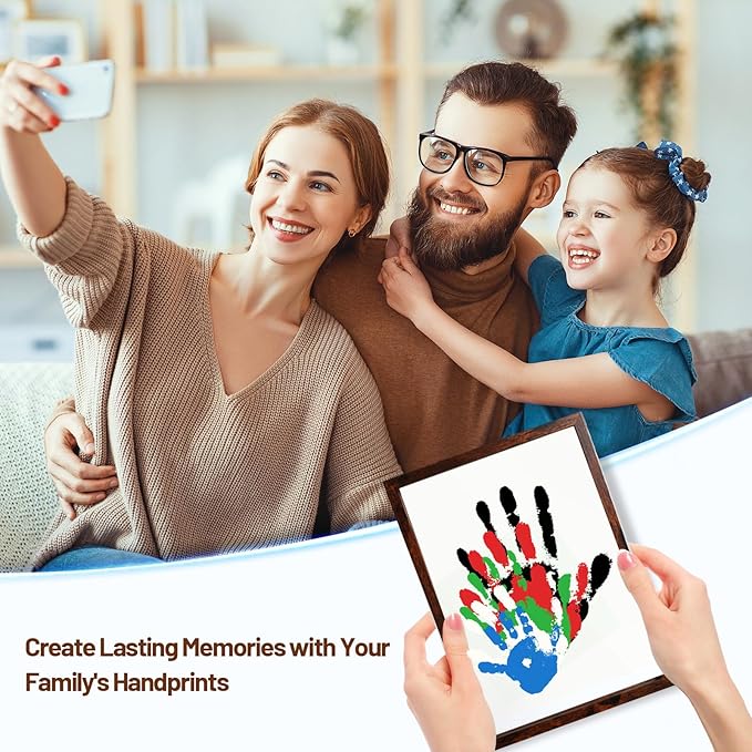 80S Family Handprint Kit, Handprint Art Craft DIY Kit, Baby Hand Print Gift for New Moms, Parents, Grandparents, 6 Safe, Non-Toxic Paints, Ideal for Mother's Day, Father's Day, Anniversary & More