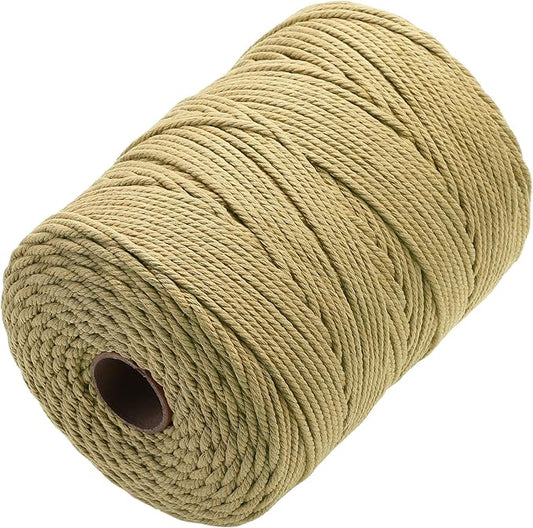 GOHOHOF Macrame Cord 4mm x 328yards Natural Cotton Cord for Macrame Crafts - Soft, Colored, Perfect for Plant Hangers, Wall Hangings & Dreamcatchers (Dark Khaki)