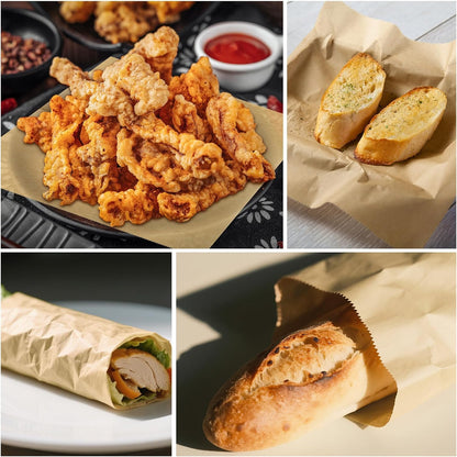 Precut POP UP Deli Paper Sheet Pack of 200, Interfolded Heavy Paper for Food Wrap and Serving (10" x 10-1/2", Kraft）