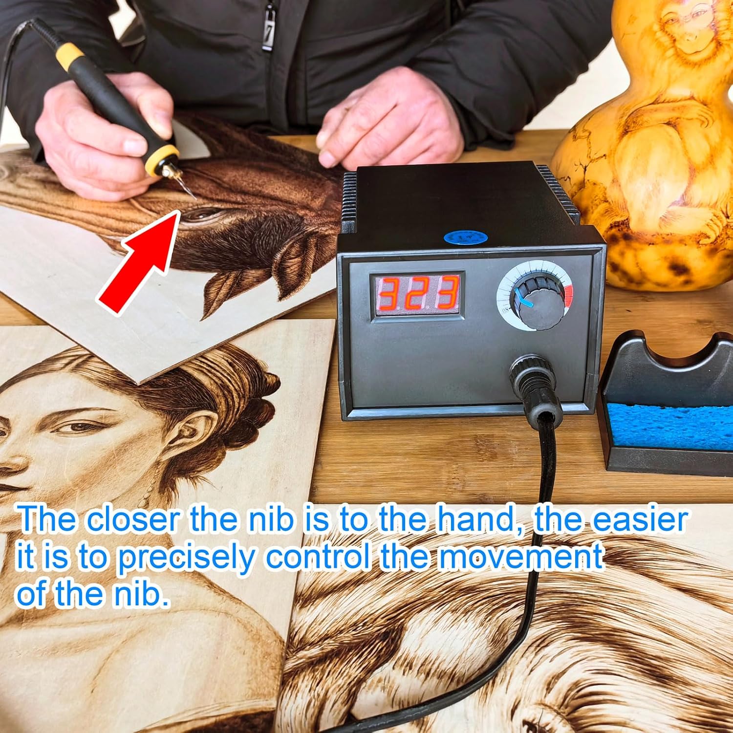 FIRElood Wood Burning Tool,Wood Burning kit Pen 25~750℃,Professional Wood Burning kit,with Digital Thermometer Temperature Adjustable Temperature,1 Wood Burning pens, 30 Wood Burning Pen Tips - Crafty Corner