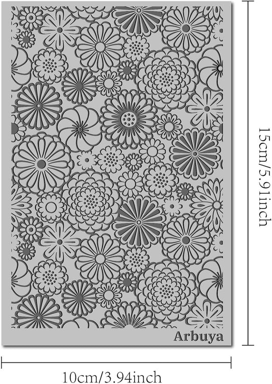 Arbuya Polymer Clay Blossom Flowers Texture Sheets for Earrings Jewelry Making, Clay Dahlia Floral Texture Mats for Polymer Clay Projects Floral Stamps for Clay Earrings Tools