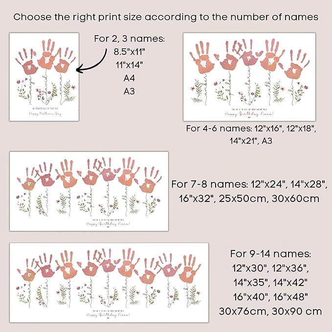 Mother's Day Handprint Art Personalized Grandma's Garden Crafts For Grandma From Kids, Unique Gifts for Mom from Daughter or Son for Mother's Day Birthday, Gift for Grandma Large Family