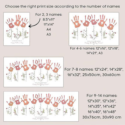 Mother's Day Handprint Art Personalized Grandma's Garden Crafts For Grandma From Kids, Unique Gifts for Mom from Daughter or Son for Mother's Day Birthday, Gift for Grandma Large Family