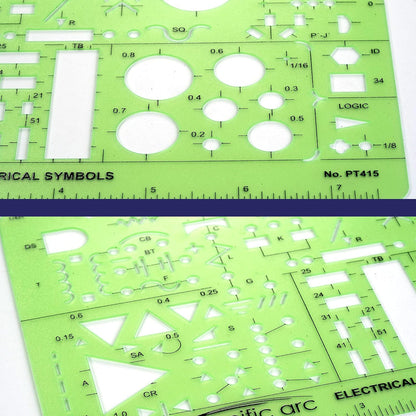 Pacific Arc Template: Electrical Symbols, 135 Openings 5.25" x 8.25"
