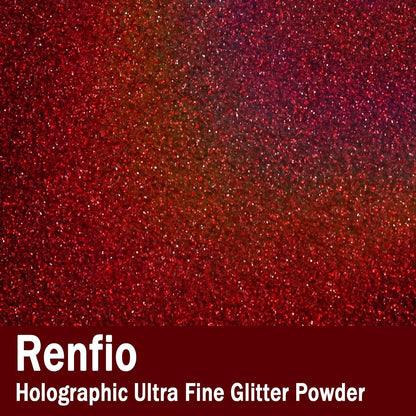 Renfio Holographic Ultra Fine Glitter Powder Metallic Resin Glitter 2.11 Oz/60g PET Flakes Crafts Sequins 1/128" 0.008" 0.2mm Epoxy Chips Flakes for Tumblers Slime Roses Decorations - Laser Wine Red