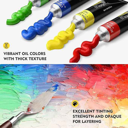 Magicfly Oil Paint, 40pcs (18ml/0.6oz), Rich Pigments, Vibrant, Non Toxic Paints for Professional Artist, Hobby Painters & Kids, Ideal for Canvas Painting, Packaged in Exquisite Box for Gift
