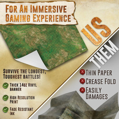 Battle Game Mat for DND - [48" x 72"] Wargaming Tabletop Map - Gaming Board for Warhammer 40k, Dungeons and Dragons, Wargame RPG - Vinyl Gaming Grass Terrain