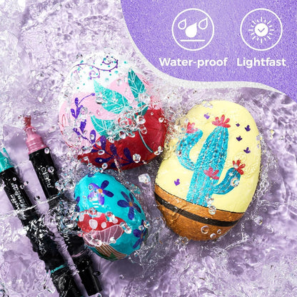 Ohuhu Acrylic Paint Pens 90 Colors: Dual Tips (Round & Fine) Acrylic Markers High Opacity Paint Markers Waterproof Lightfast for Rock Painting Easter Eggs Wood Glass Ceramic Canvas - Kakaako