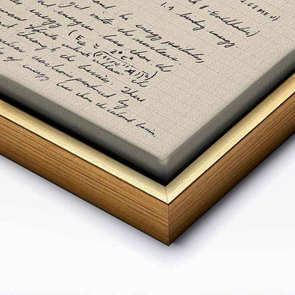 Poster Master Oppenheimer Canvas - Retro Atomic Bomb Manuscript Print - Manhattan Project Art - Gift for Him, Her, Scientist - Physics Decor for Office, Library - 24x32 Gold Framed Canvas