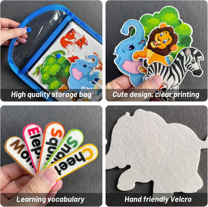 PENGFULL Felt Flannel Board Story Pieces for Toddlers Preschool,Kids Interactive Storytelling Teaching Play Kits for Flannel Board,with Words Felt Pieces(New Zoo)