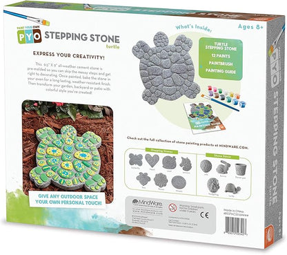 MindWare Turtle Stepping Stone Kit: Paint Your Own Stepping Stones for Kids Craft Kit Includes Paint, Brushes and Instructions