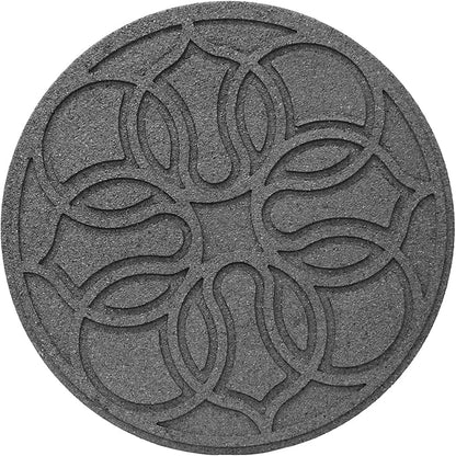 Garden Central TierraVerde 4-Pack 18”x18” Fake Pendant Rubber Stepping Stones, Round, Grey – Reversible Non-Slip Outdoor Faux Decorative Set for Landscaping – DIY Decor for Walkways & Yard Pathways