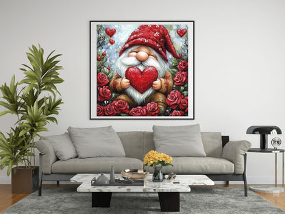 Moohue 14ct Counted Stamped Cross Stitch Kits for Adults Love Gnome Roses Printed Cross Stitch Patterns Art Crafts Cross Stitch Supplies (Love Gnome)