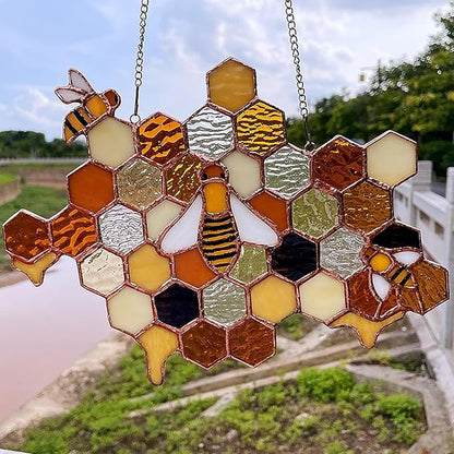 100 pcs Hexagon Iridescence Stained Glass Pieces Mosaics Tiles for Crafts Bulk, Hand Precut Mosaic for Bee Honeycombs, Mosaic Kits for Adults