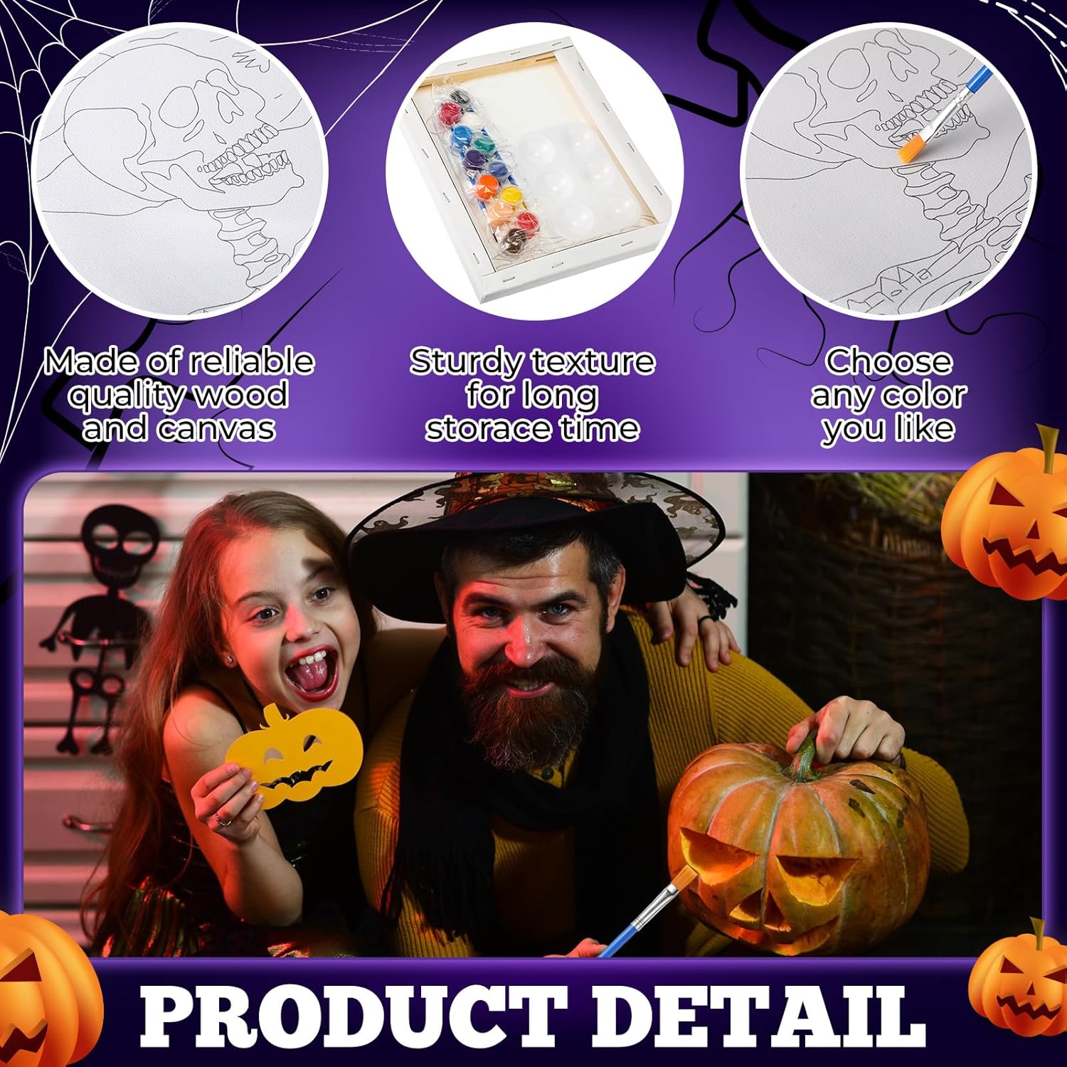 Zhanmai 12 Pack Pre Drawn Canvas for Painting Sip and Paint Kit 8" x 10" Paint Party Set Canvas Painting Pre Printed Canvases for Party Favor DIY Virtual Adult's Date Night(Halloween Ghost) - Crafty Corner