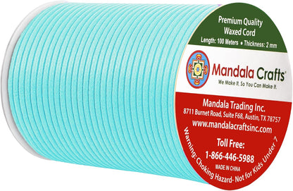 Mandala Crafts 2mm 109 Yards Mint Cotton Waxed Cord for Jewelry Making Bracelet Cord Waxed String - Beading String Thread Jewelry Cords for Necklaces String