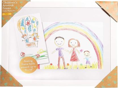 Kate & Milo Children's Artwork Frame, Holds Kids Crafts Up To 11" X 14", Proud Parent, White