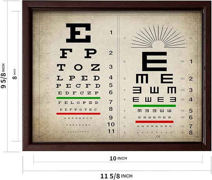 Poster Master Vintage Eye Chart Canvas - Retro Vision Test Print - Medical Art - Gift for Men, Women & Doctor - Optical Wall Decor for Office, Hospital or Clinic - 8x10 Brown Framed Canvas