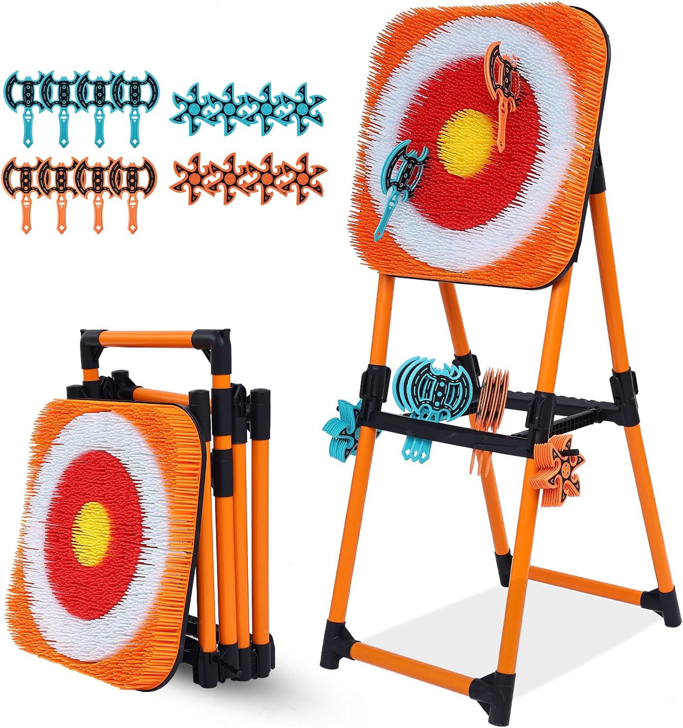 Axe Throwing Game Bristle Target with 16 Throwing Axes, Axe Throwing Outdoor Games for Kids Adults and Family, Backyard Games, Yard Game