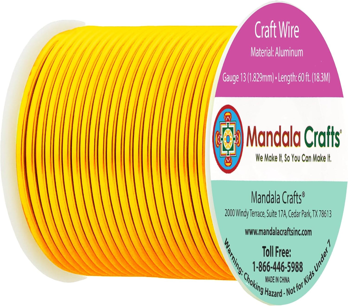 Mandala Crafts 13 Gauge Anodized Aluminum Craft Wire for Jewelry Making - 60 FT Colored Flexible Gold Tone Wire - Bendable for Bonsai Armature Crafting Sculpting - Crafty Corner