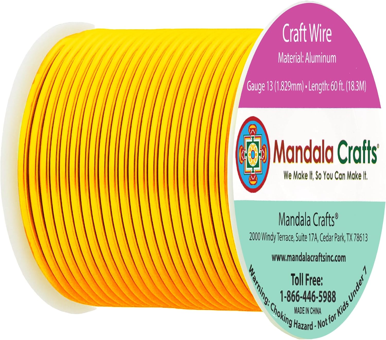 Mandala Crafts 13 Gauge Anodized Aluminum Craft Wire for Jewelry Making - 60 FT Colored Flexible Gold Tone Wire - Bendable for Bonsai Armature Crafting Sculpting - Crafty Corner