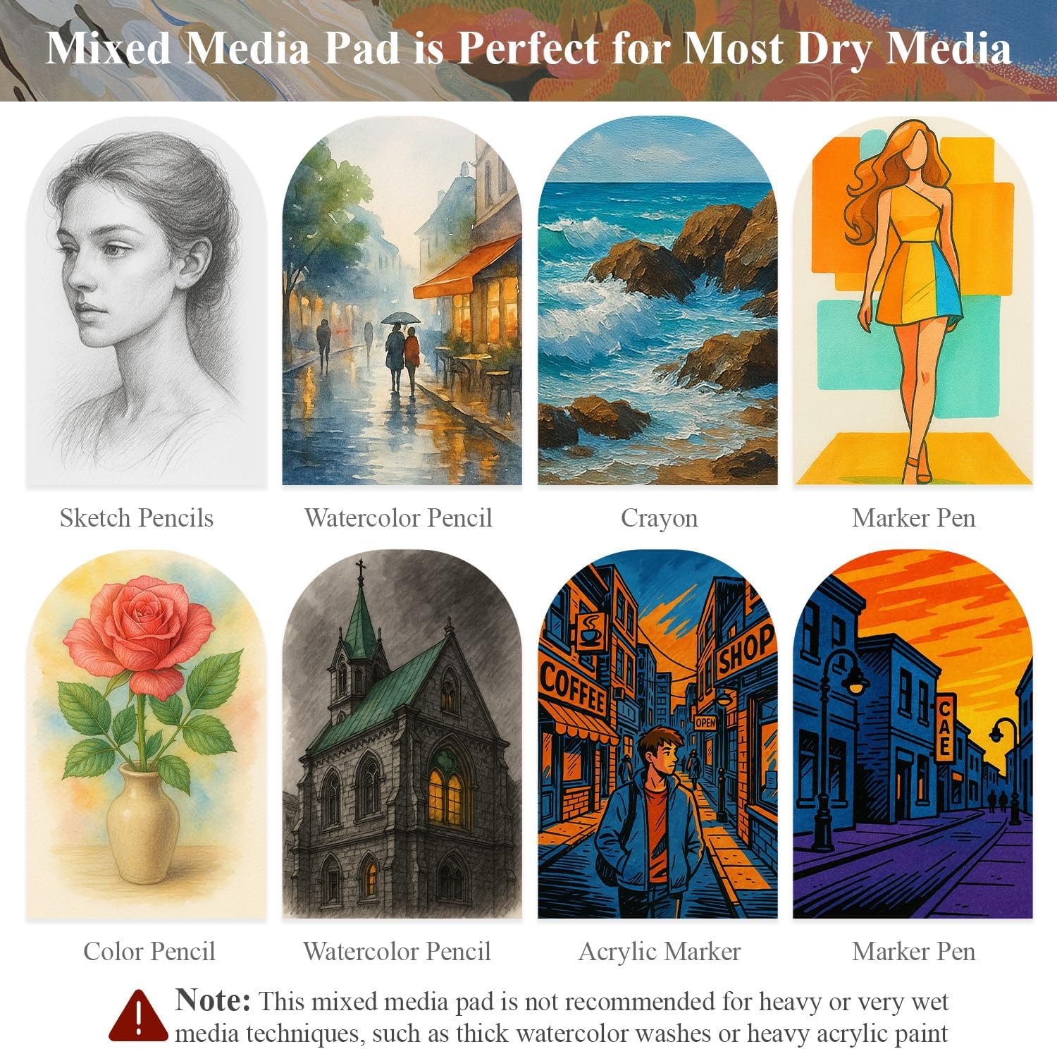 Mixed Media Sketchbook 9" x 12" - Multimedia Sketchbook Hardcover, Spiral Bound, 60 Sheets 98lb/160gsm Mixed Media Paper, Watercolor Sketch Books for Artist Supplies, Painting, Drawing & Art Supplies. - Crafty Corner