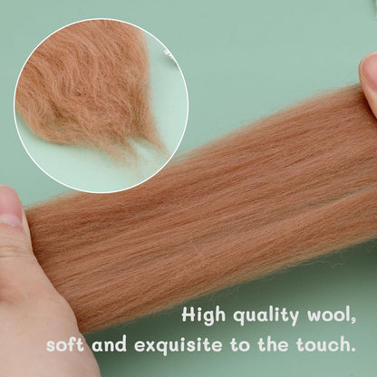 Wool Roving Bulk - 8.82oz Super Wool Chunky Yarn, Wool Roving Top for Needle Felting, Soft Felting Wool Supplies for Hand Spinning, Felting, Blending, Weaving and DIY Craft (Coffee Brown)