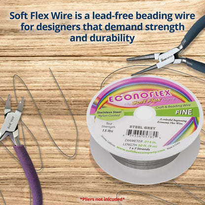 Soft Flex Econoflex Hobby Beading Wire - Fine Gauge 0.014-30 Feet No Lead Crafting Wire - Crafty Corner