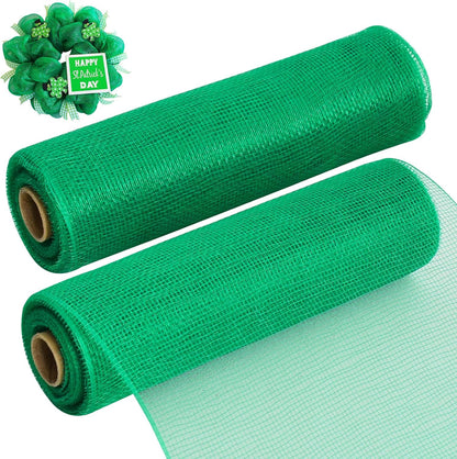 TONIFUL 2 Rolls 10 Inch Green Decorative Mesh Ribbbon Rolls, Fabric Mesh for Mesh Wreath Supplies, Front Door Wreath Crafts Tree Decor Christmas NewYears Halloween Decoration (10 yds/roll) - Crafty Corner