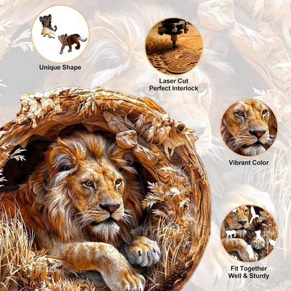 Wooden Puzzles for Adults, 3D Vision Effect Lion King Wooden Jigsaw Puzzles, 575 PCS Unique Shape Advanced Wood Puzzle Adult, 3D Effect Flat Puzzle Birthday Gifts Family Game (XL-17.3 * 17.3in)