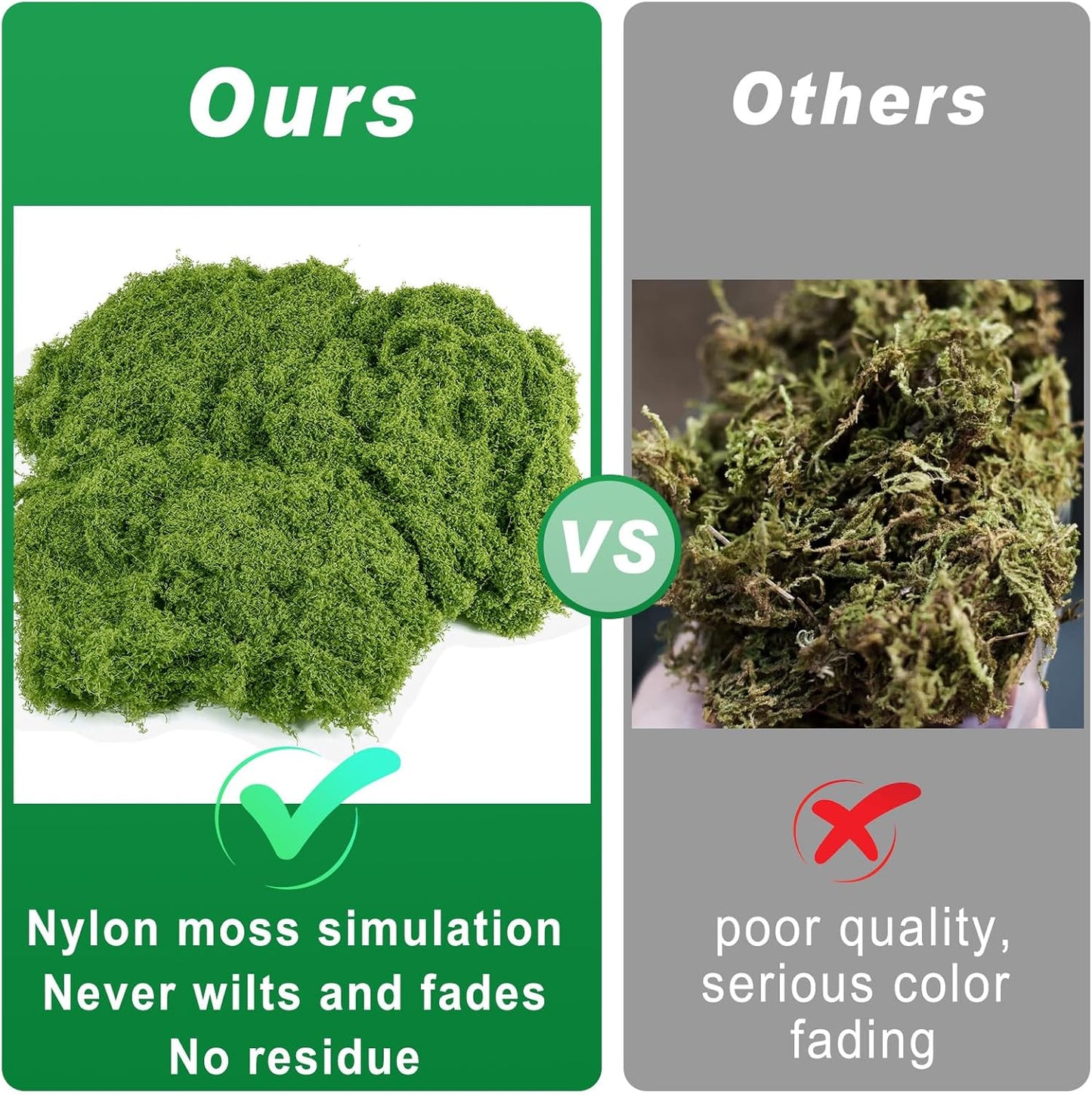 Fake Green Moss for Potted Plants, 10.6OZ Moss Decor Artificial Faux Moss for Crafts Preserved Moss for DIY Decorative Moss Table Centerpieces Decor Fairy Garden Floral Wedding (300g) (Dark Green) - Crafty Corner