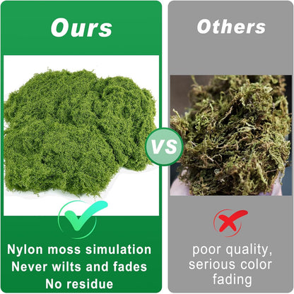 Fake Green Moss for Potted Plants, 10.6OZ Moss Decor Artificial Faux Moss for Crafts Preserved Moss for DIY Decorative Moss Table Centerpieces Decor Fairy Garden Floral Wedding (300g) (Dark Green) - Crafty Corner