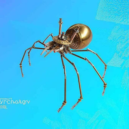 Steampunk Golden Spider Metal Model Kit for Adults – DIY 3D Mechanical Brass Insect Puzzle, Retro Industrial Art Sculpture Craft for Home Office Decoration & Collectors Gift (Golden Spiders)