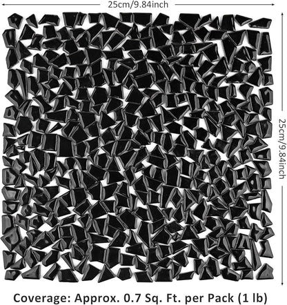 Artspac Ceramic Mosaic Tiles for Crafts Bulk, 454g Black Irregular Mosaic Tiles for Mosaic Craft Supplies, Garden Art Decor