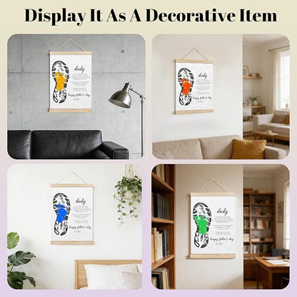 Fathers Day Footprint Art Kit – 12x16 inches Footprint Art Kit with Acrylic Paints – DIY Family Keepsake Craft, Father Daughter Activity, Father's Day Birthday Gifts Fit for Dad, Grandpa, BH05