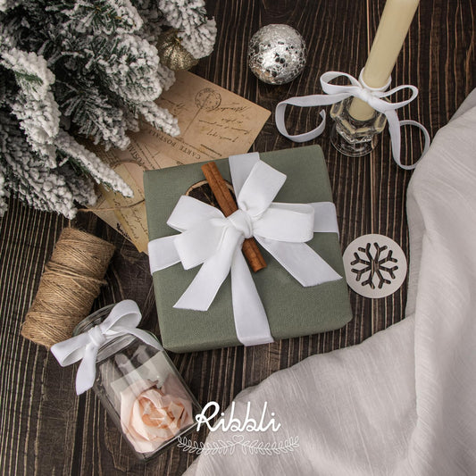 Ribbli Polyester White Velvet Ribbon,1 Inches Continuous10-Yard Spool,Christmas Ribbon for Gift Wrapping,Floral Bouquets, Home Decor - Crafty Corner