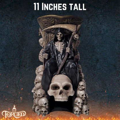 Forged Dice Co. Grim Bones Dice Tower with LED Skull Eyes - Hand Painted Grim Reaper Throne - Dice Rolling Tower Compatible with DND Accessories