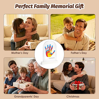 Family Handprint Kit, DIY Baby Hand and Footprint Handmade Keepsake Kit, Family Gifts with 5 Non-Toxic Baby-Safe Paint, Ideas Gift for New Parents, Father's Day, Mother's Day (4 Pages Acrylic Boards)