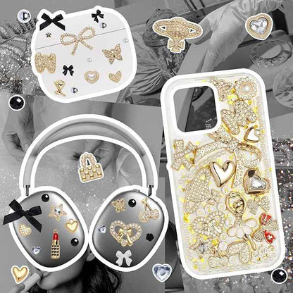 EIiovcnya 2380 Pcs Junk Case Charms Kit - DIY Phone Charms & Nail Art Accessories Includes 3D Flatback Big Decorations, Cute Bows & Letter Beads for Customizing Cases, Crafts, Valentine's Day Gifts
