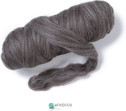 Kondoos Multi Colored Natural Wool roving, 1 lb. Best Wool for Needle Felting, Wet Felting, handcrafts and Spinning. (Terra, 1lb)